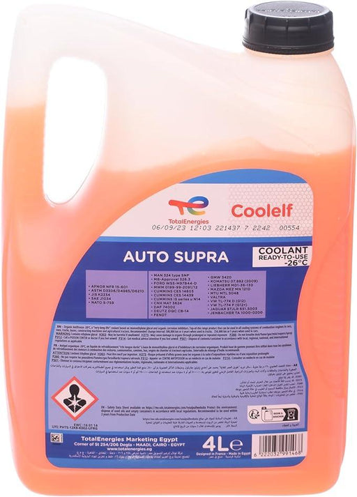 Antifreeze Total Coolelf Supra 4L Red Fluid For Radiator -26°c -4l - N Auto Express