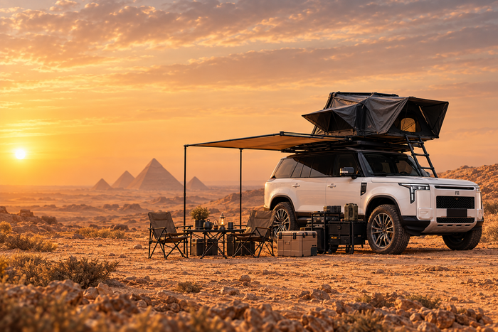 ROX Accessories banner with distant Giza pyramids